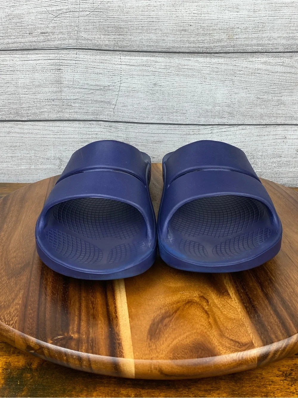 OOFOS OOahh Slide Sandals Comfort Recovery Navy Blue Men’s Shoe Size 14
